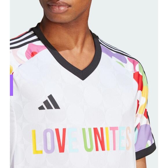 Unisex NWT Adidas Tiro Pride Jersey Soccer Size Medium White Multicolor $65 - Picture 2 of 11